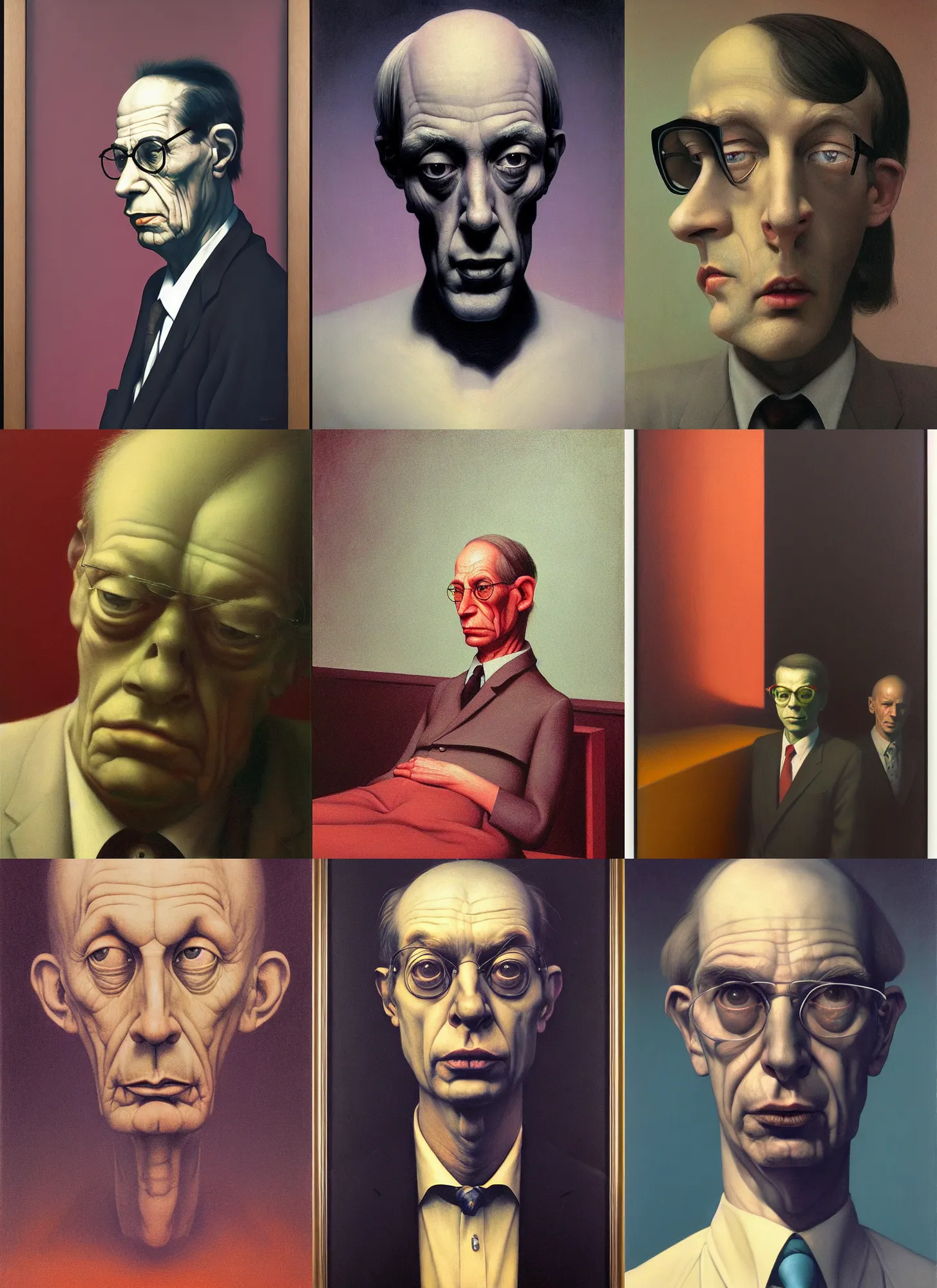 Prompt: Portrait of Paul Erdos, Edward Hopper and James Gilleard, Zdzislaw Beksinski, Mark Ryden, Wolfgang Lettl highly detailed, hints of Yayoi Kasuma