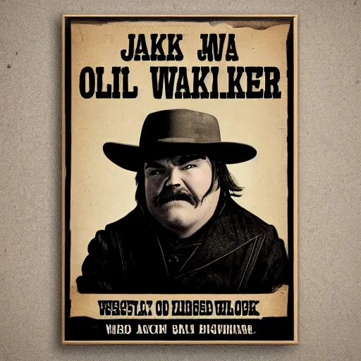 Prompt: jack black old west wanted poster, old vintage photo, 8 k