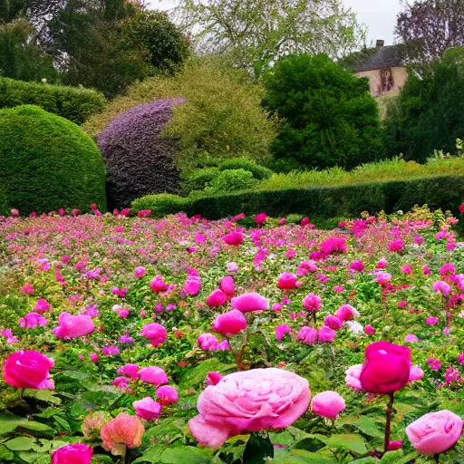 Prompt: beautiful english rose garden