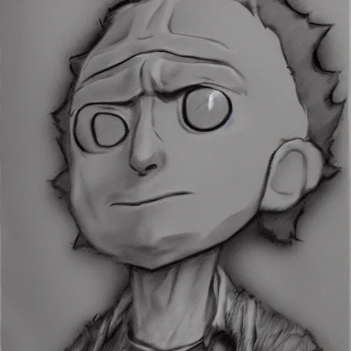 Prompt: morty from rick and morty fusain charcoal sketch artstation deviant art yoshida watercolor