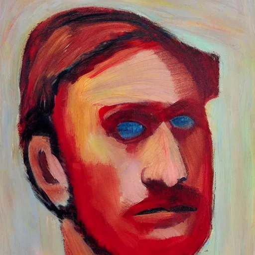 Prompt: a red headed man, expressionist, art, portrait,