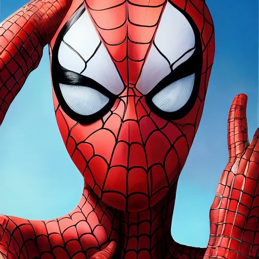 Prompt: a realistic painting by Raffaello Sanzi depicting the girl with the head of the symbiotic Symbiot from Sony Spiderman Universe in the Renaissance,smooth,Sharp focus,high detailed,high resolution, trending on Artstation.