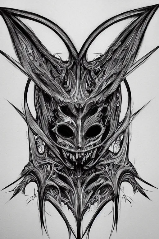 Image similar to Pikachu as painting of majestic chromatic biomechanical anatomical hybrid beautiful ethereal symmetrical neutral black metal corpsepaint mask closeup face tattoo pattern golden ratio concept, Neo-Gothic concept, infinity glyph waves, intricate artwork masterpiece, very coherent artwork, cinematic, full frontal facial features by Artgerm, art by H.R. Giger, Joseph Michael Linsner, Zdizslaw Beksinski, Johnatan Wayshak, Moebius, Ayami Kojima, very anatomically coherent artwork, trending on cgsociety, ultra high quality model, production quality cinema model, high detail chromatic ink outline, octane render, unreal engine 8k, hyper realism, high detail, octane render, unreal engine, 8k, High contrast