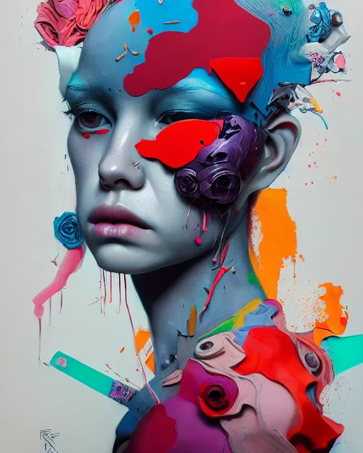 Prompt: portrait, most beautiful form of chaos, mixed media, a brutalist designed, vivid colours, cryptic, mystical, pop surrealism by james jean, roby dwi antono, ross tran, steven kenny, paul neberra, ashley wood, atmospheric, trending on artstation. 8 k masterpiece.