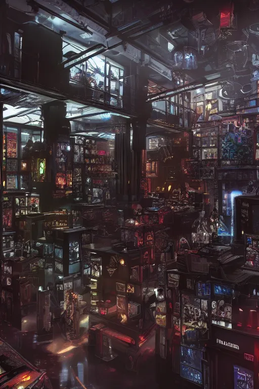 Image similar to Cybertron, inside of a Hot Topic store for goth Decepticons, cinematography by Wes Anderson, 4k octane render, photorealistic , cinematic lighting, Artstation