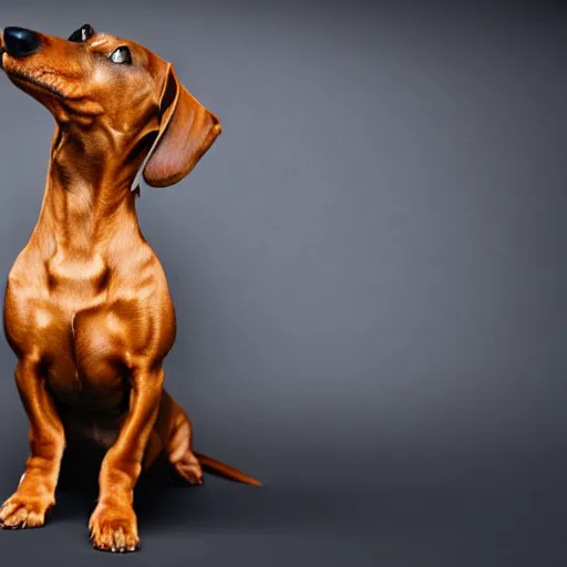 Prompt: A photo of an Dachshund, isometric view, white background
