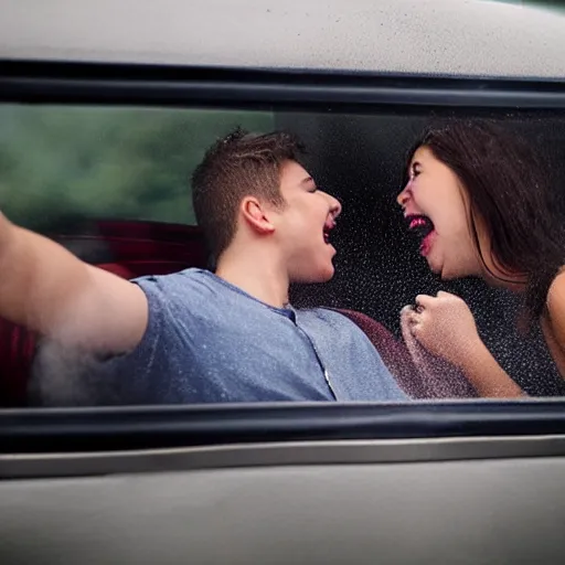 Image similar to high school kids making out in a steamy car windows