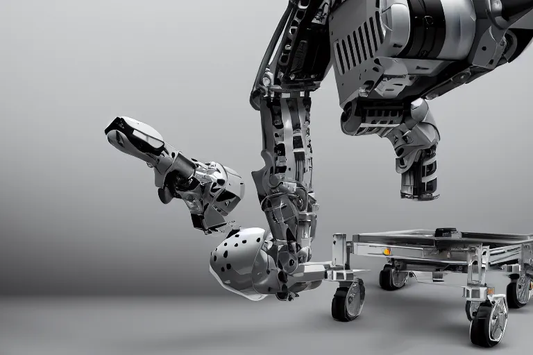 Image similar to a high detailed picture of an mobile industrial robot, photo realistic, 8k