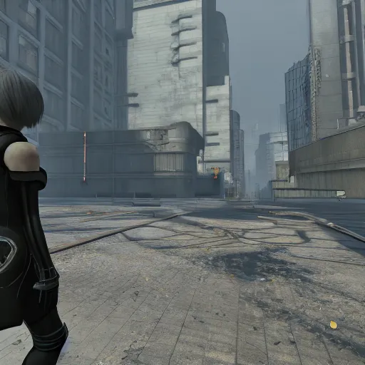 Image similar to 2B nier automata in Half life 2, 4k screenshot of Half life 2 gameplay, 8k hdr showcase