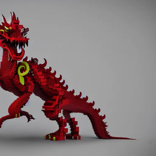 Image similar to A chinese dragon made of legos, octane render, zbrush, trending on artstation, 4k