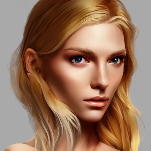 Prompt: a beautiful blonde woman with smooth face and smooth jawline, artstation, digital art, detailed, sharp