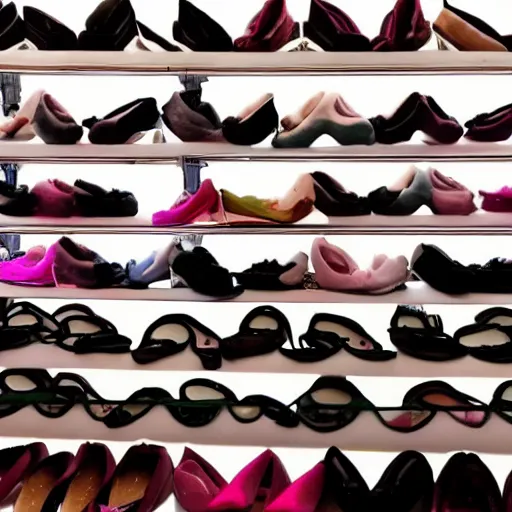 Prompt: a collection of ballerina shoes,various colors,professional lighting