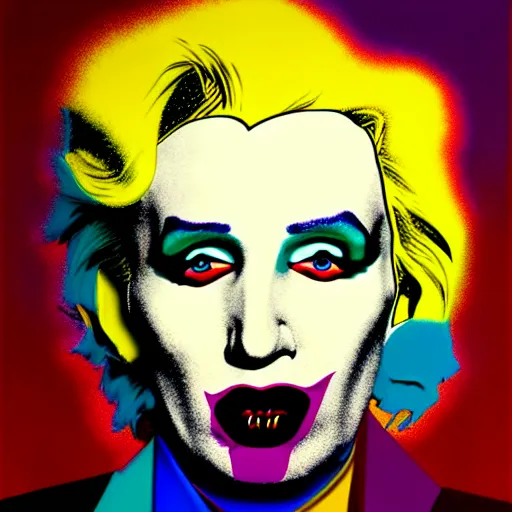 Prompt: ! dream an extremely psychedelic portrait of andy warhol as marilyn manson, surreal, lsd, face, detailed, intricate, elegant, lithe, highly detailed, digital painting, artstation, concept art, smooth, sharp focus, illustration