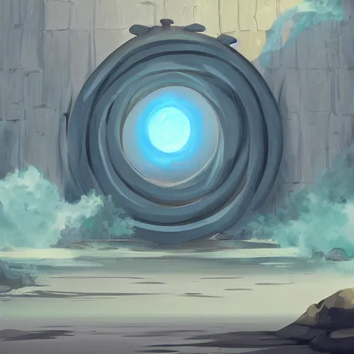 Image similar to wall with portal to riyadh city, digital painting, concept art, smooth, sharp focus, illustration by studio ghibli