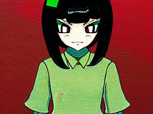 Prompt: tsuyu asui, by paolo uccello, subdimensional, scutoid, happy