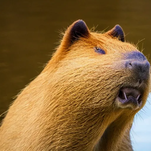 Prompt: capybara smiling