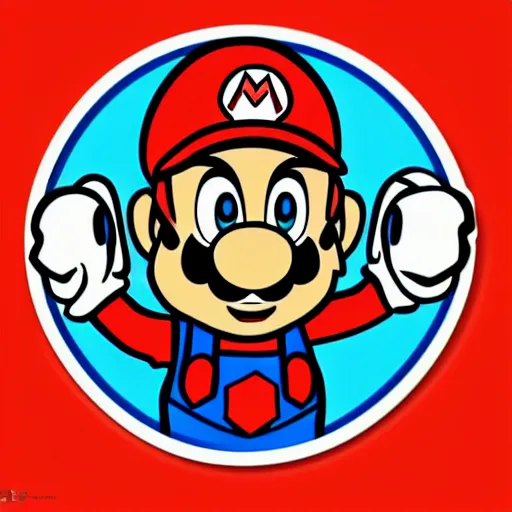 Image similar to svg sticker of a Pop-Wonder SuperMario, Mario-Wearing-a-red-hat, at a rave, spinning records, giant headphones rocking out, wearing headphones, huge speakers, dancing, rave, DJ, spinning records, digital art, amazing composition, rule-of-thirds, award-winning, trending on artstation, featured on deviantart