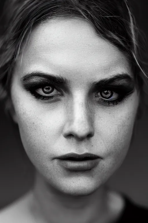 Prompt: close - up portrait of bree williamson, by peter coulson, dark