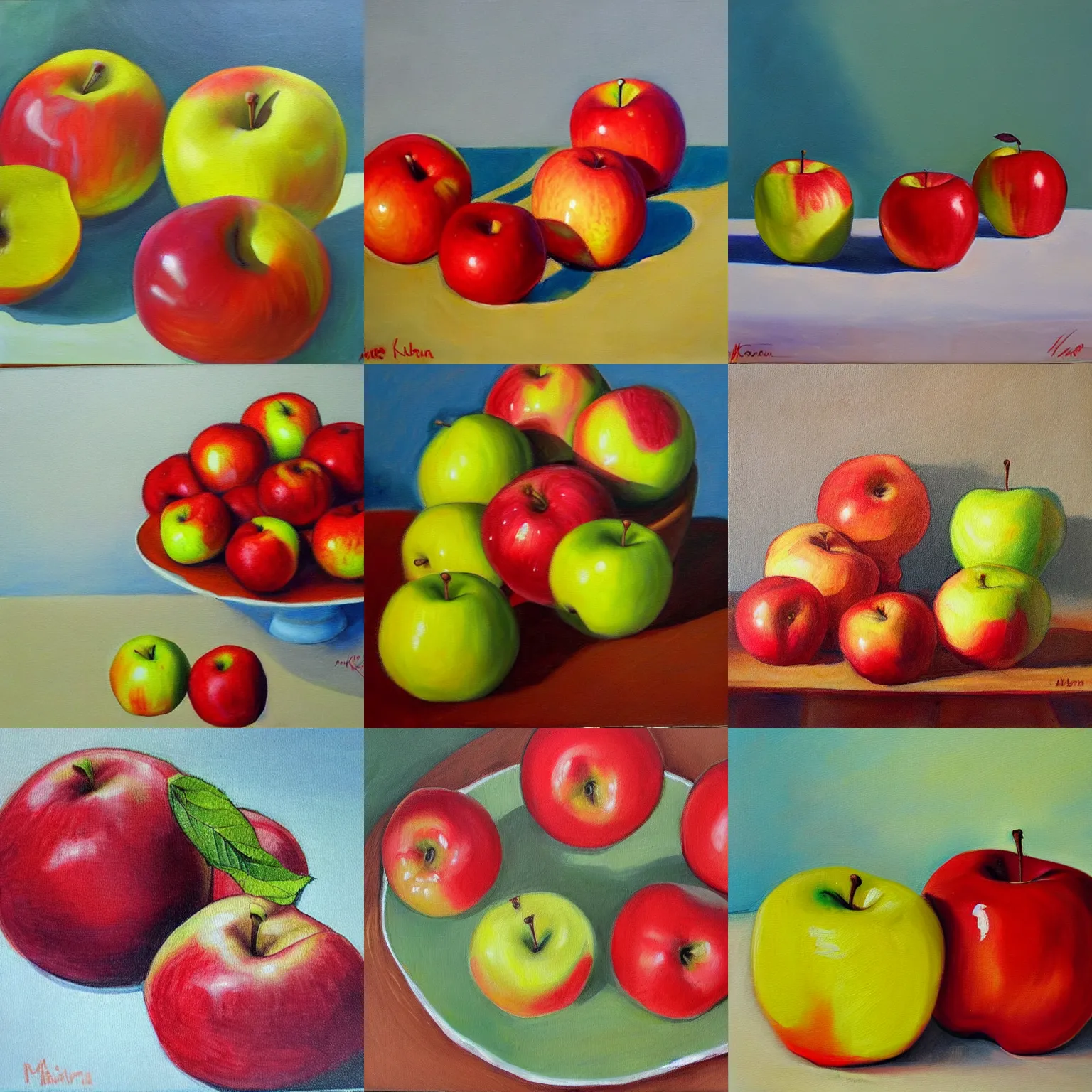 Prompt: painting of apples by Maria Kucia-Albin