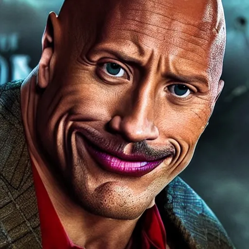 Image similar to Dwayne Johnson as the joker Marvel 4K detail