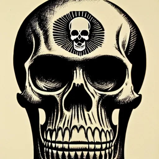 Image similar to skull, realistic. by shepard fairey