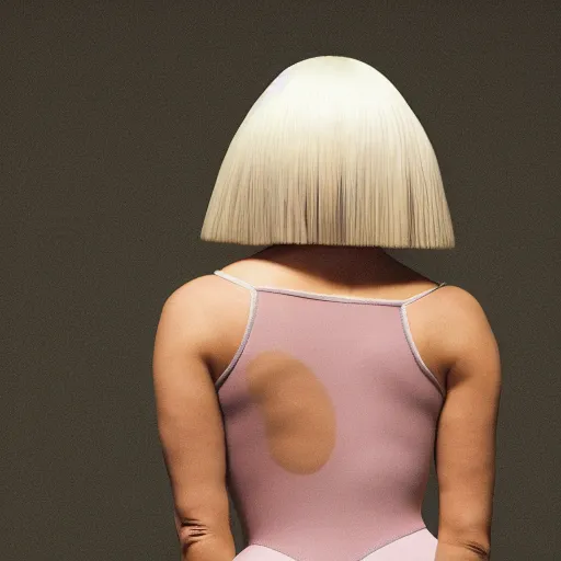 Image similar to sia furler wearing a skin colored leotard full body artistic photoshoot from rear