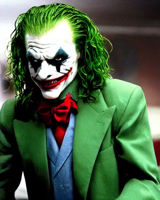 Image similar to Film still close-up shot of Vince McMahon as The Joker from the movie The Dark Knight