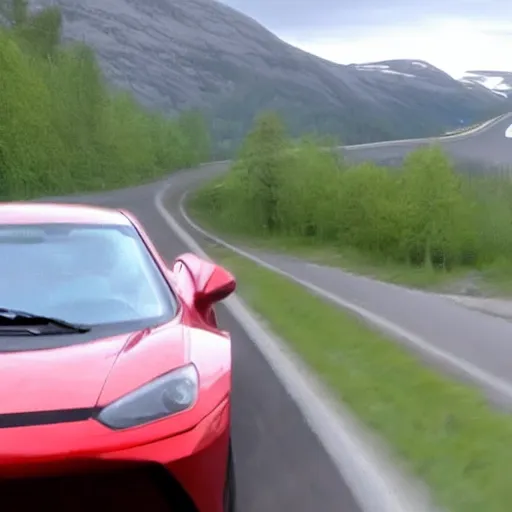 Prompt: james may crashing a vehicle in norway, hyper realistic, cinematic, fast car