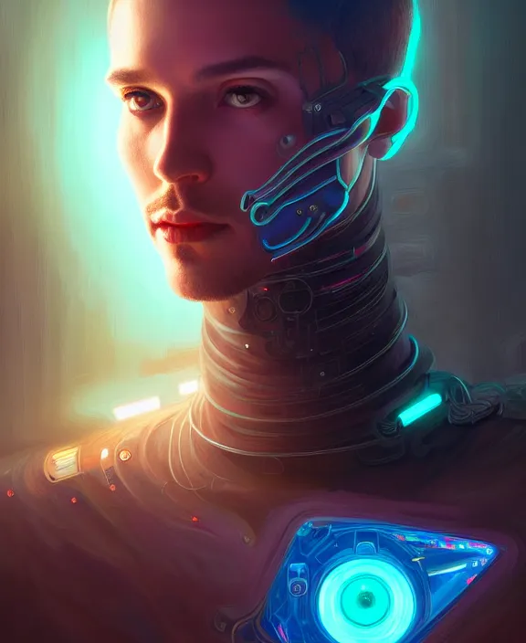 Image similar to a whirlwind inside the metaverse, guy, male, man, hologram, half body, neurochip, android, cyborg, cyberpunk face, by loish, d & d, fantasy, intricate, elegant, highly detailed, colorful, digital painting, artstation, concept art, art by artgerm and greg rutkowski and alphonse mucha