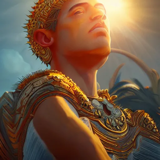 Image similar to god of sun, concept art, highly detailed, digital painting, cinematic light, sharp focus, octane render