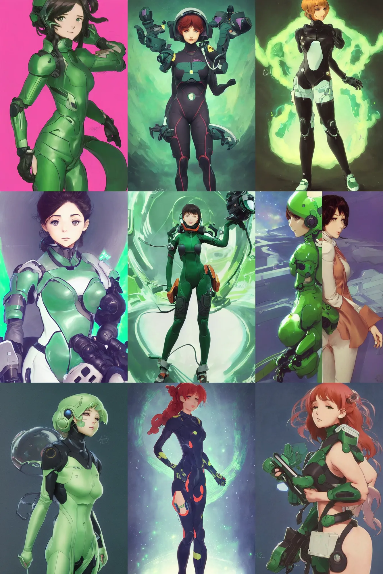 Prompt: portrait anime of cute - fine - face girl in an eva plugsuit against a green back for chroma key by artgerm and greg rutkowski and alphonse mucha, trending on artstation, green background