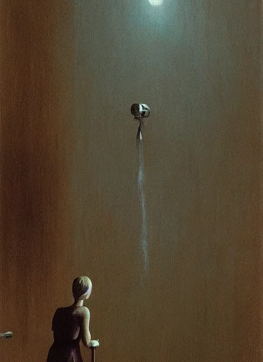 Image similar to water faucet dripping Edward Hopper, Zdzislaw Beksinski highly detailed