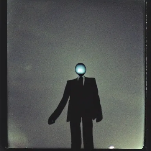 Image similar to a slenderman in the night sky, polaroid photo, perfect photo, photo pinterest