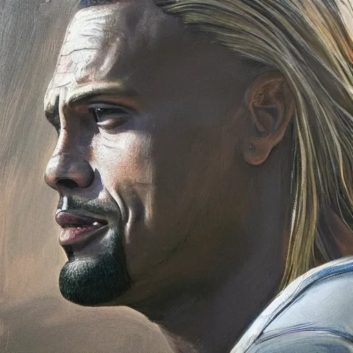 Prompt: the rock with mullet, photorealism