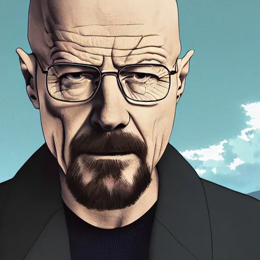 Image similar to Walter White in a Japan anime 4k detail