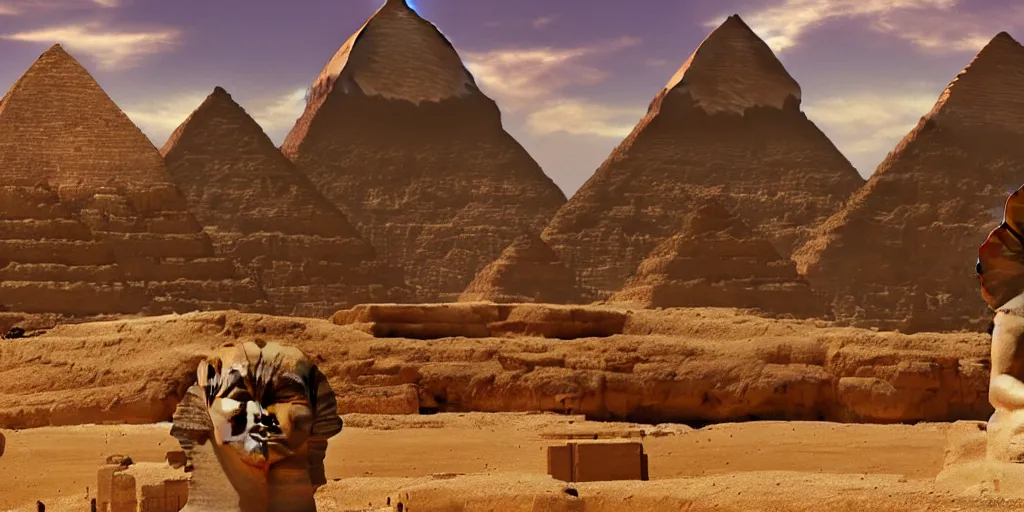 Image similar to a stunning egyptian landscape with sphinx by makoto shinkai