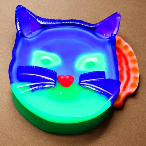 Prompt: a cat made out of jello, gelatinous