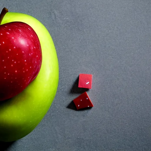 Image similar to dlsr food photograph of an apple shaped as a perfect cube, corners, square, cube, dice, 5 0 mm f 1. 4