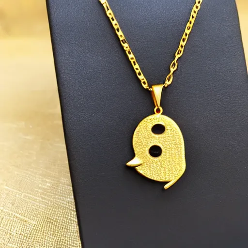 Prompt: gold necklace on a duck