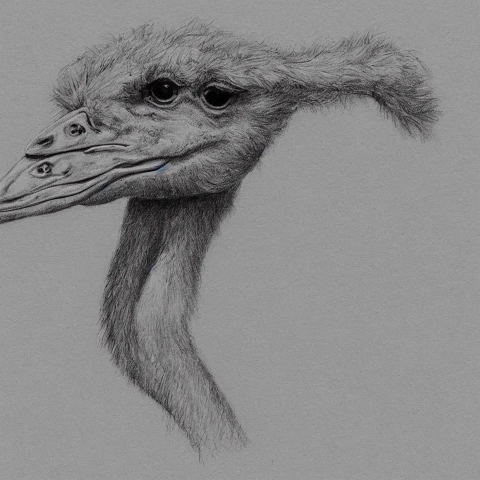 Image similar to a sketch of an ostrich