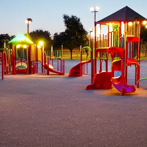 Prompt: the playground at night