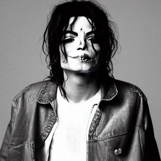 Prompt: Michael Jackson photographed like Kurt Cobain singer songwriter Nirvana, a photo by Kurt Cobain, ultrafine detail, chiaroscuro, private press, associated press photo, angelic photograph, masterpiece