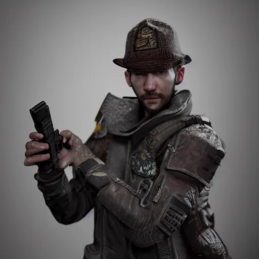 Image similar to A combat mage wielding two Glock pistols, bust shot, Art by James Jean, high detail, octane render, unreal engine, 8k, Smooth, High contrast, depth of field, aperture f2.8
