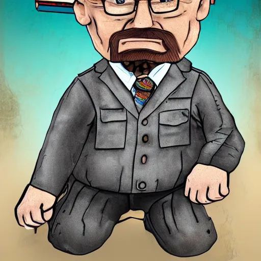 Image similar to Walter White as Thomas the Tank Engine, horrific abomination, digital art, 4K, trending on DeviantArt