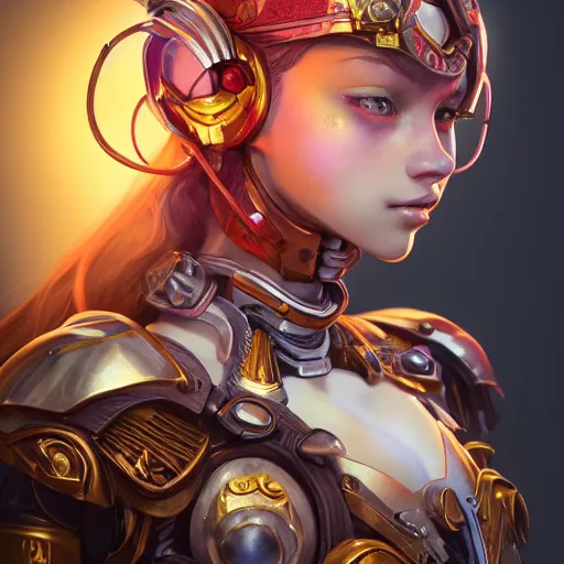 Image similar to studio portrait of lawful good colorful female holy mecha paladin absurdly beautiful, elegant, young sensual graceful woman, ultrafine hyperrealistic detailed face illustration by kim jung gi, irakli nadar, intricate linework, sharp focus, bright colors, matte, octopath traveler, final fantasy, unreal engine highly rendered, global illumination, radiant light, intricate environment