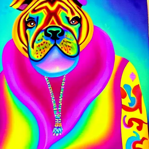 Image similar to lisa frank painting of sinbad at dave & busters