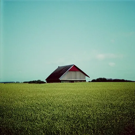 Prompt: portra 8 0 0 photography lonely house in a huge field