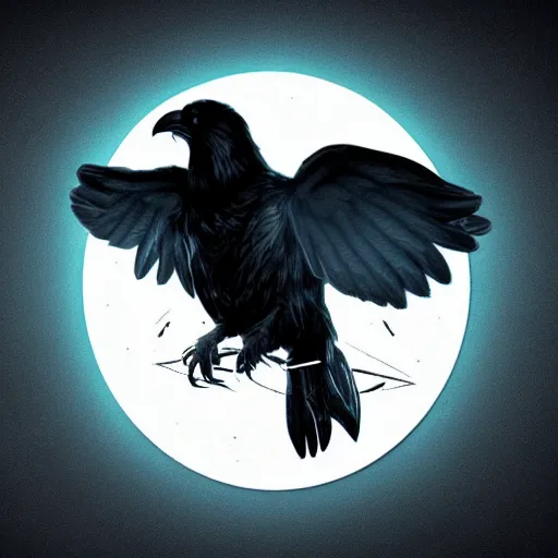 Prompt: halo 2 emblem depicting a raven with a halo, with professional lighting, concept art, vector art, 8 k, highly detailed, artstation