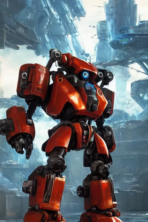 Image similar to mechwarrior 5 : mercenaries mech megaman transformer robot boss tank engine game octane render, 4 k, hd 2 0 2 2 3 d cgi rtx hdr style chrome reflexion glow fanart, global illumination ray tracing hdr fanart arstation by ian pesty by jesper ejsing pixar and disney unreal zbrush central hardmesh