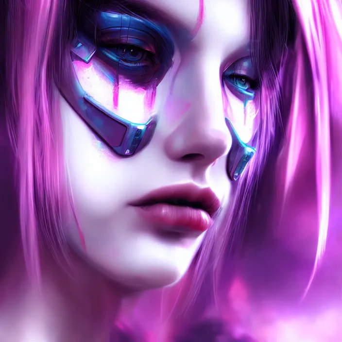 Image similar to face wear on beautiful feminine face, cyberpunk art by kuno veeber, cgsociety, computer art, ultra detailed, futuristic, anime aesthetic